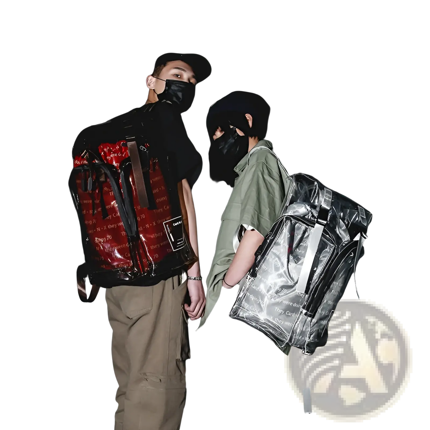 Transparent Vinyl Text Print Schoolbag Backpack