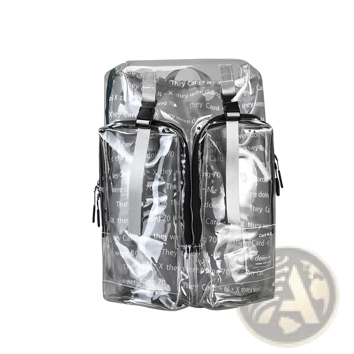 Transparent Vinyl Text Print Schoolbag Backpack