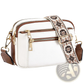 Triple Zipper Floral Strap Colorblock Crossbody Bag