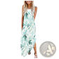 Tropical Print Sleeveless Irregular Hem Maxi Dress