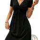 Twist Front v Neck Short Sleeve Midi Dress