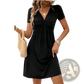 Twist Front v Neck Short Sleeve Midi Dress