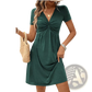 Twist Front v Neck Short Sleeve Midi Dress