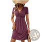 Twist Front v Neck Short Sleeve Midi Dress