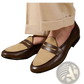 Two Tone British Style Suede Loafers with Block Heel