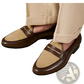 Two Tone British Style Suede Loafers with Block Heel