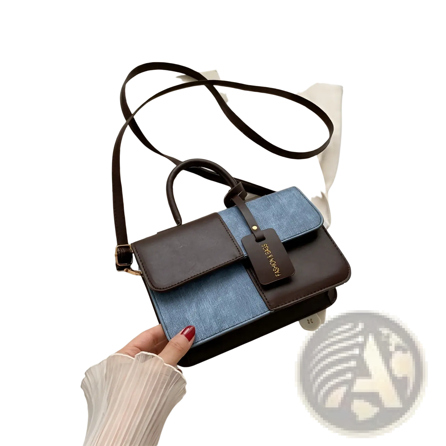 Two Tone Denim Patchwork Crossbody Bag