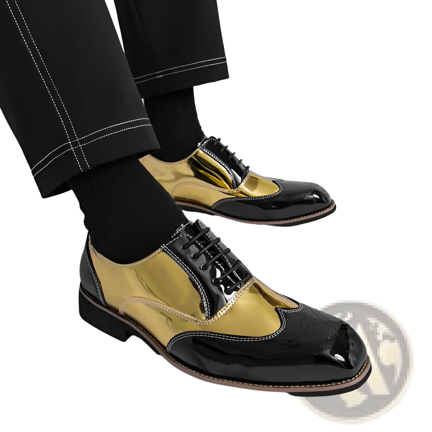 Two-tone Men's Patent Leather Brogue Oxford Shoes