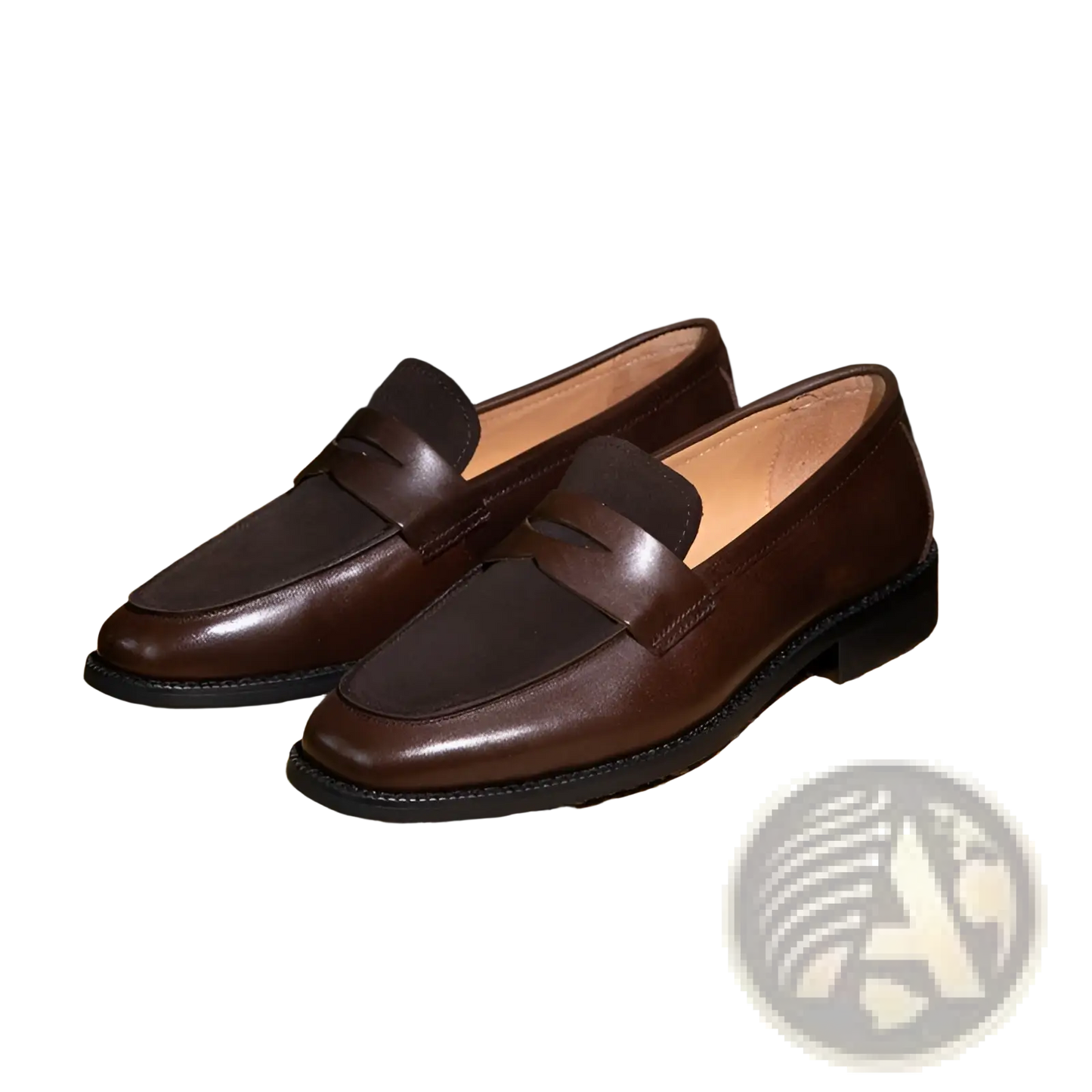 Two Tone Square Toe Leather Loafers