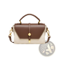 Two-tone Woven Leather Crossbody Handbag with Gold Hardware