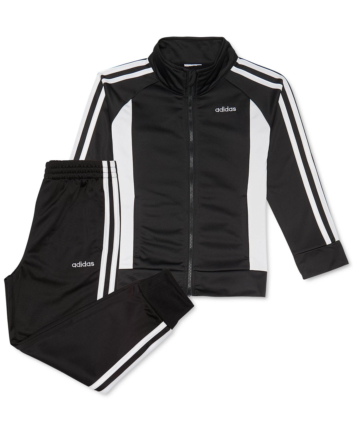 Adidas Little Girls 2 Pc Colorblocked Jacket & Pants Tricot Track Set Black Size 5