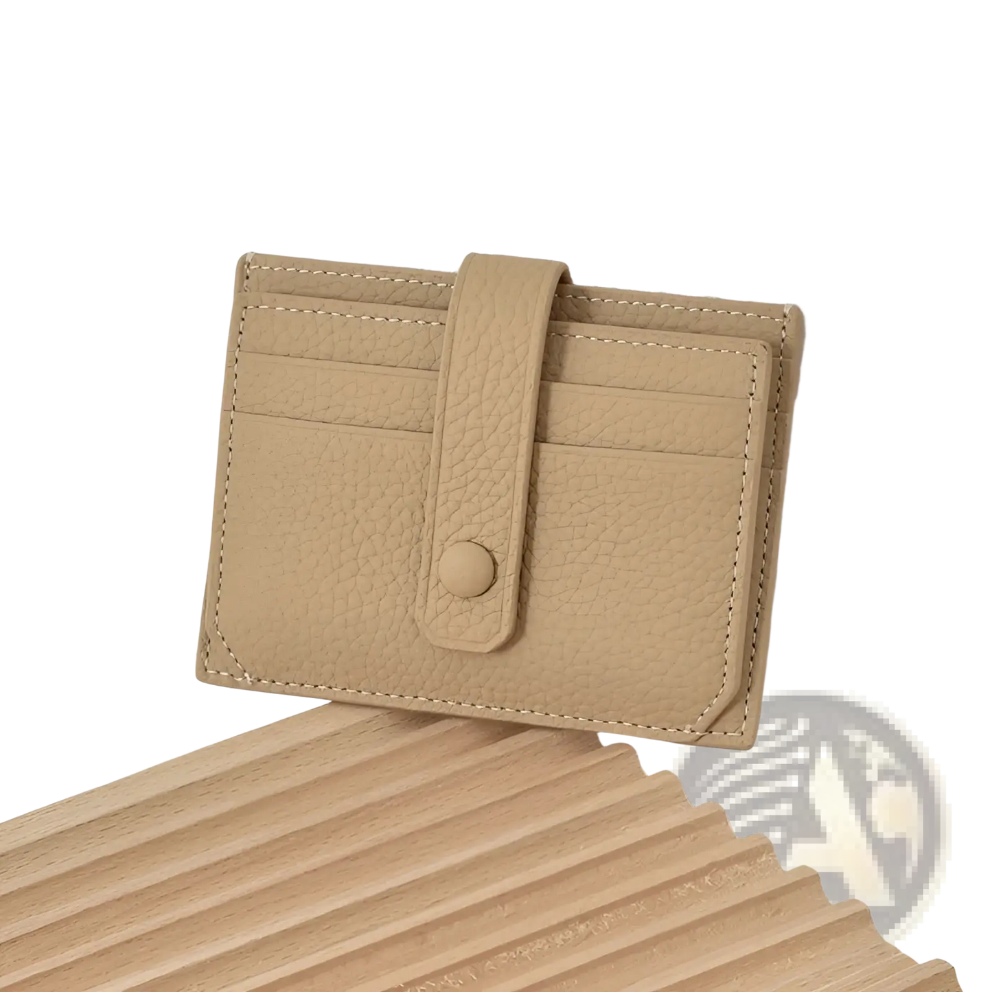 Ultra Thin Minimalist Textured Leather Card Holder with Strap