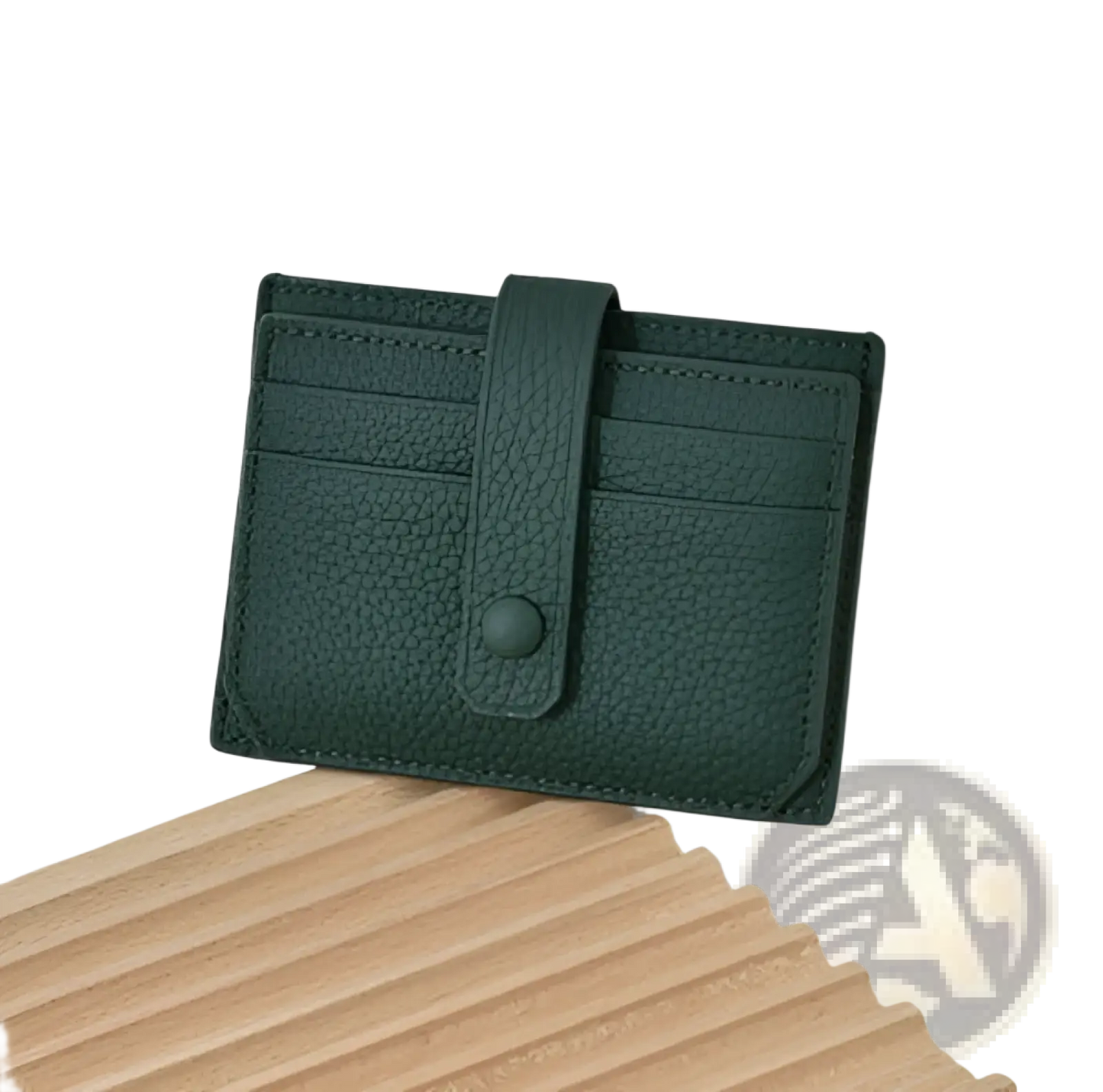 Ultra Thin Minimalist Textured Leather Card Holder with Strap