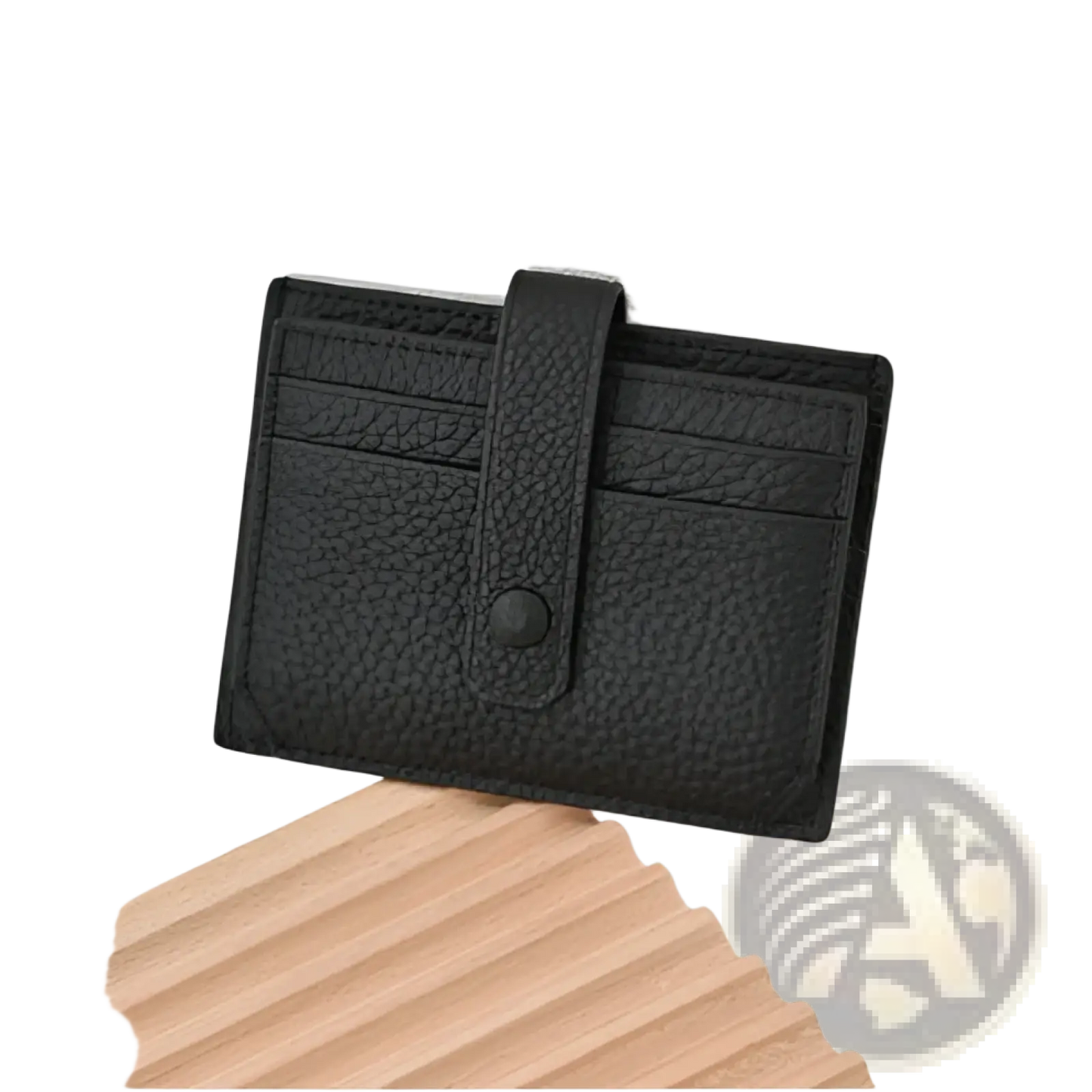Ultra Thin Minimalist Textured Leather Card Holder with Strap
