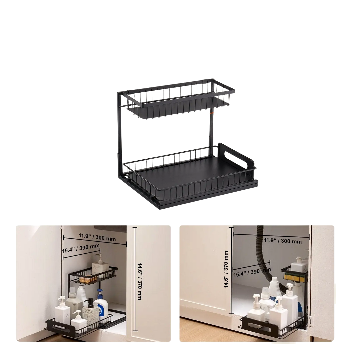 Under Sink Organizer 2 Tier Wire Pull out Baskets