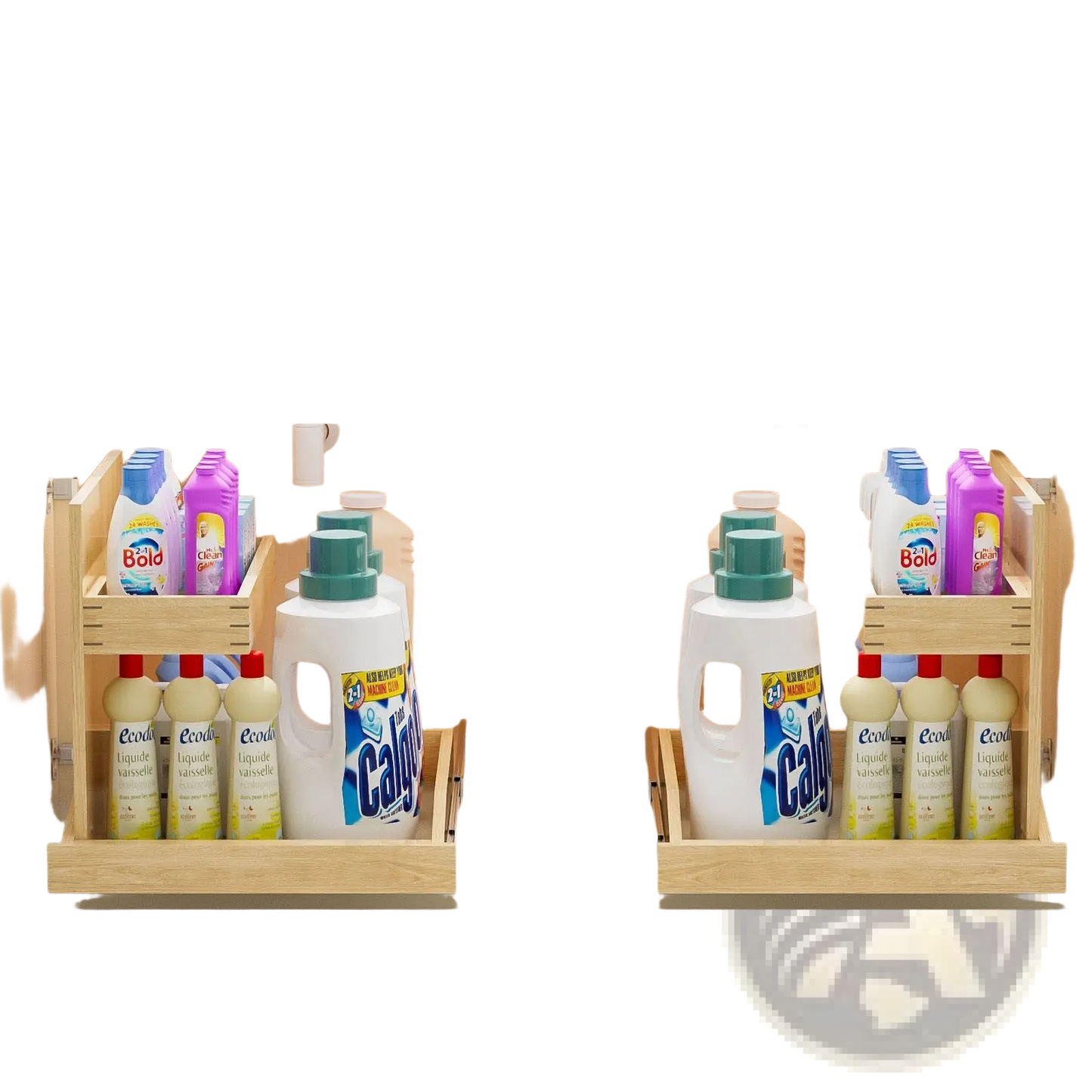 Under Sink Organizer 2 Tier Wood Pull out Drawer 19.5w