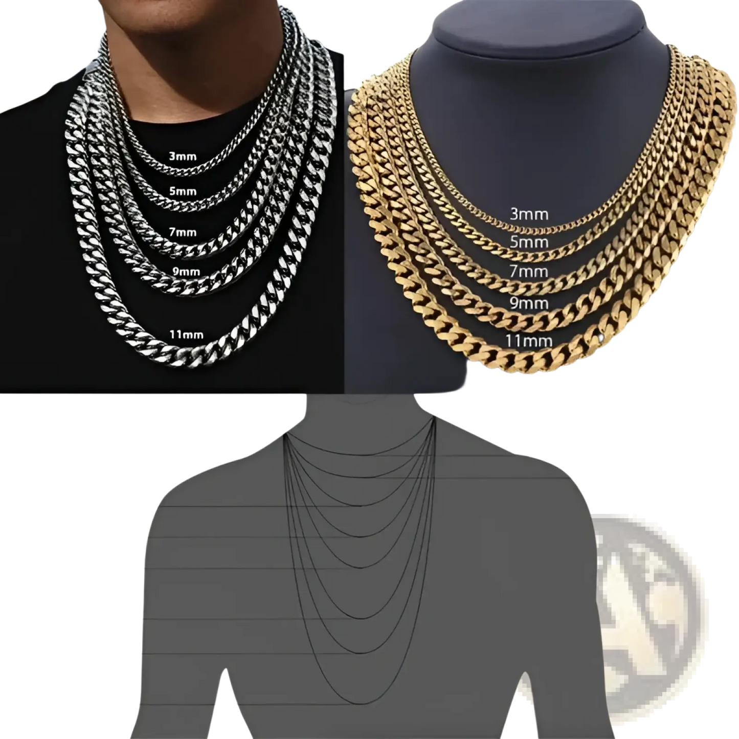 Unisex 18k Gold Plated Stainless Steel Cuban Link Necklace