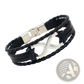 Unisex Braided Leather Infinity and Nautical Charm Bracelet
