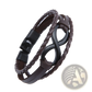 Unisex Braided Leather Infinity and Nautical Charm Bracelet
