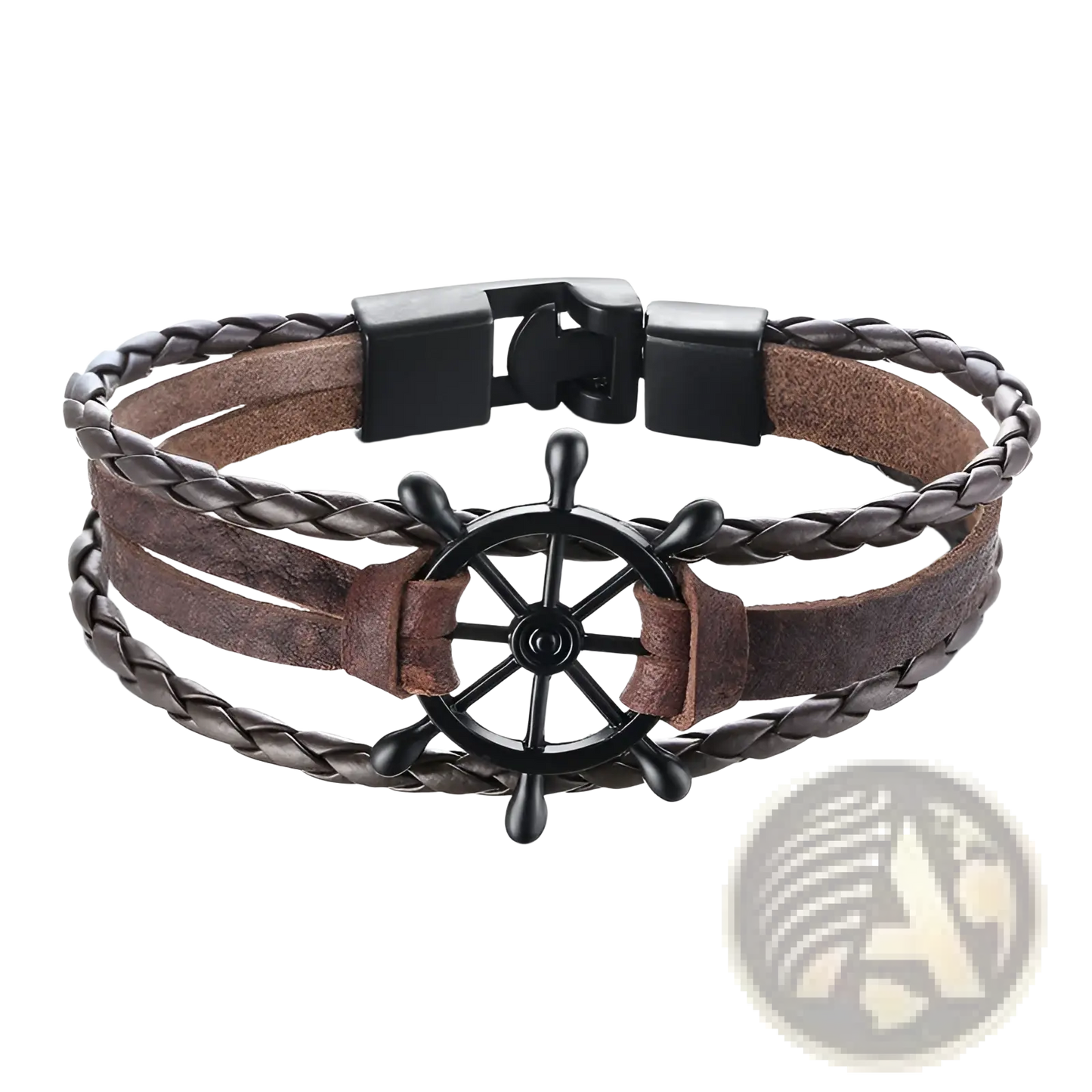 Unisex Braided Leather Infinity and Nautical Charm Bracelet