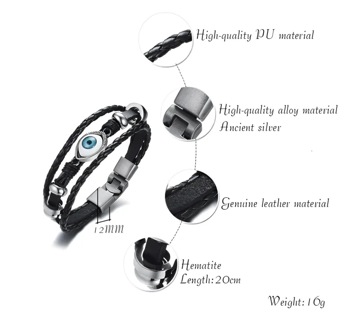 Unisex Braided Leather Infinity and Nautical Charm Bracelet
