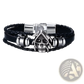 Unisex Braided Leather Infinity and Nautical Charm Bracelet