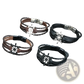 Unisex Braided Leather Infinity and Nautical Charm Bracelet
