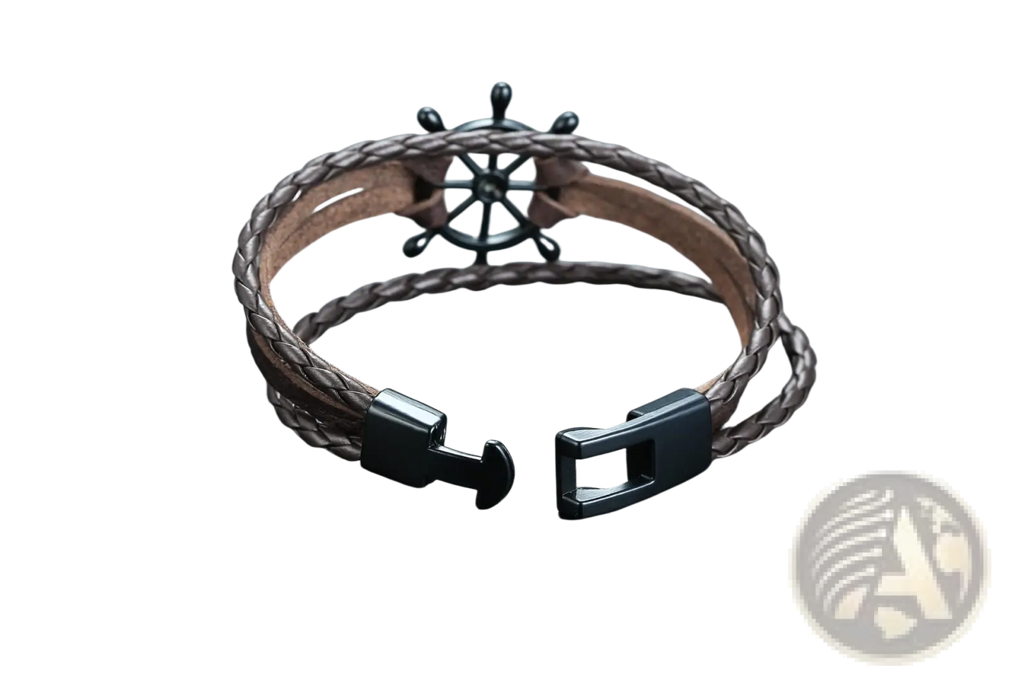 Unisex Braided Leather Infinity and Nautical Charm Bracelet