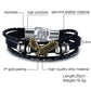 Unisex Braided Leather Infinity and Nautical Charm Bracelet