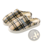 Unisex Plaid Fleece Lined Non Slip Indoor Slippers