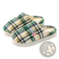 Unisex Plaid Fleece Lined Non Slip Indoor Slippers
