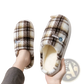 Unisex Plaid Fleece Lined Non Slip Indoor Slippers