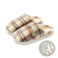 Unisex Plaid Fleece Lined Non Slip Indoor Slippers