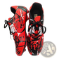 Unisex Professional Spike Cleats Red and Black Soccer Shoes