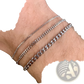 Unisex Silver Layered Cuban and Figaro Link Bracelet Set