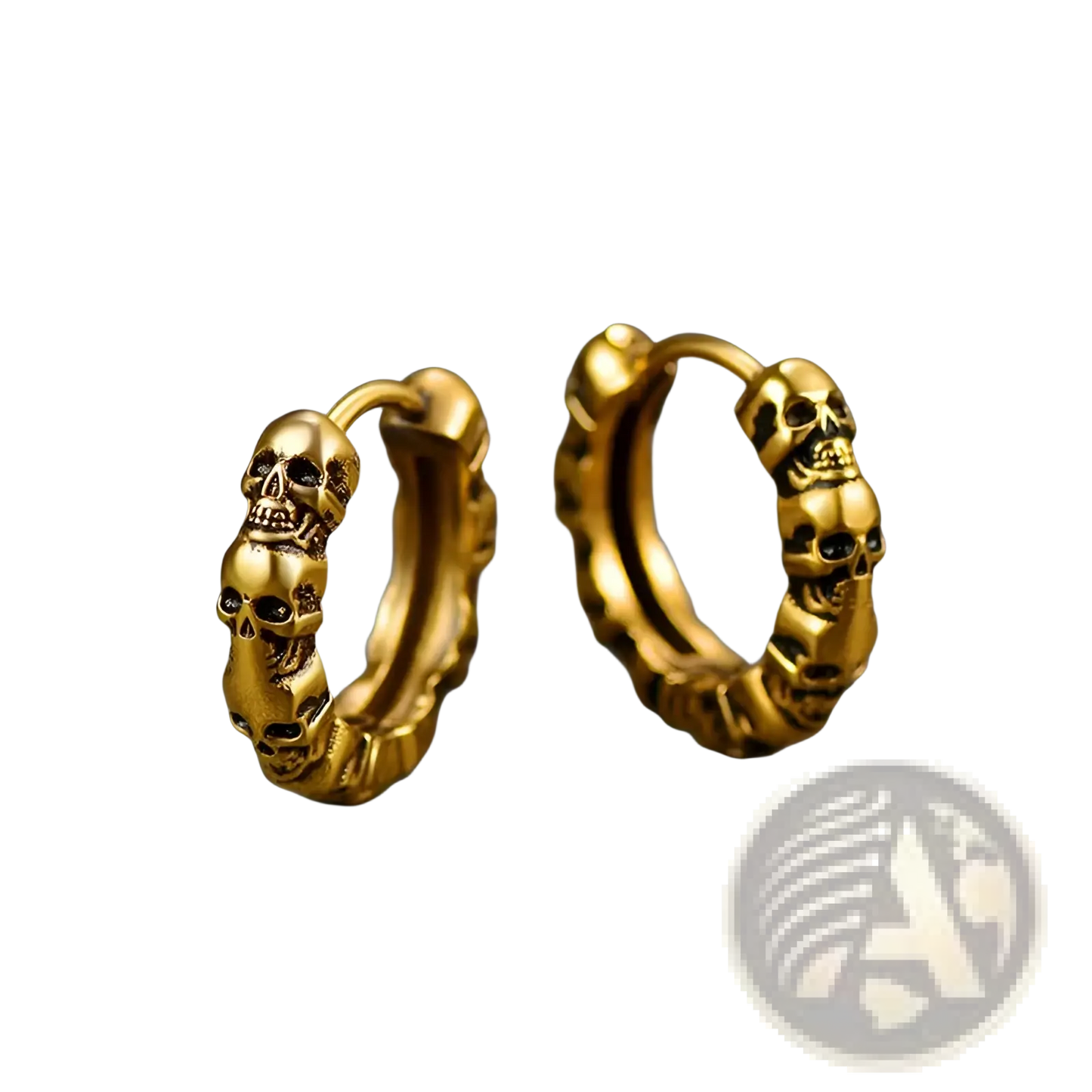 Unisex Vintage Textured Skull Hoop Earrings
