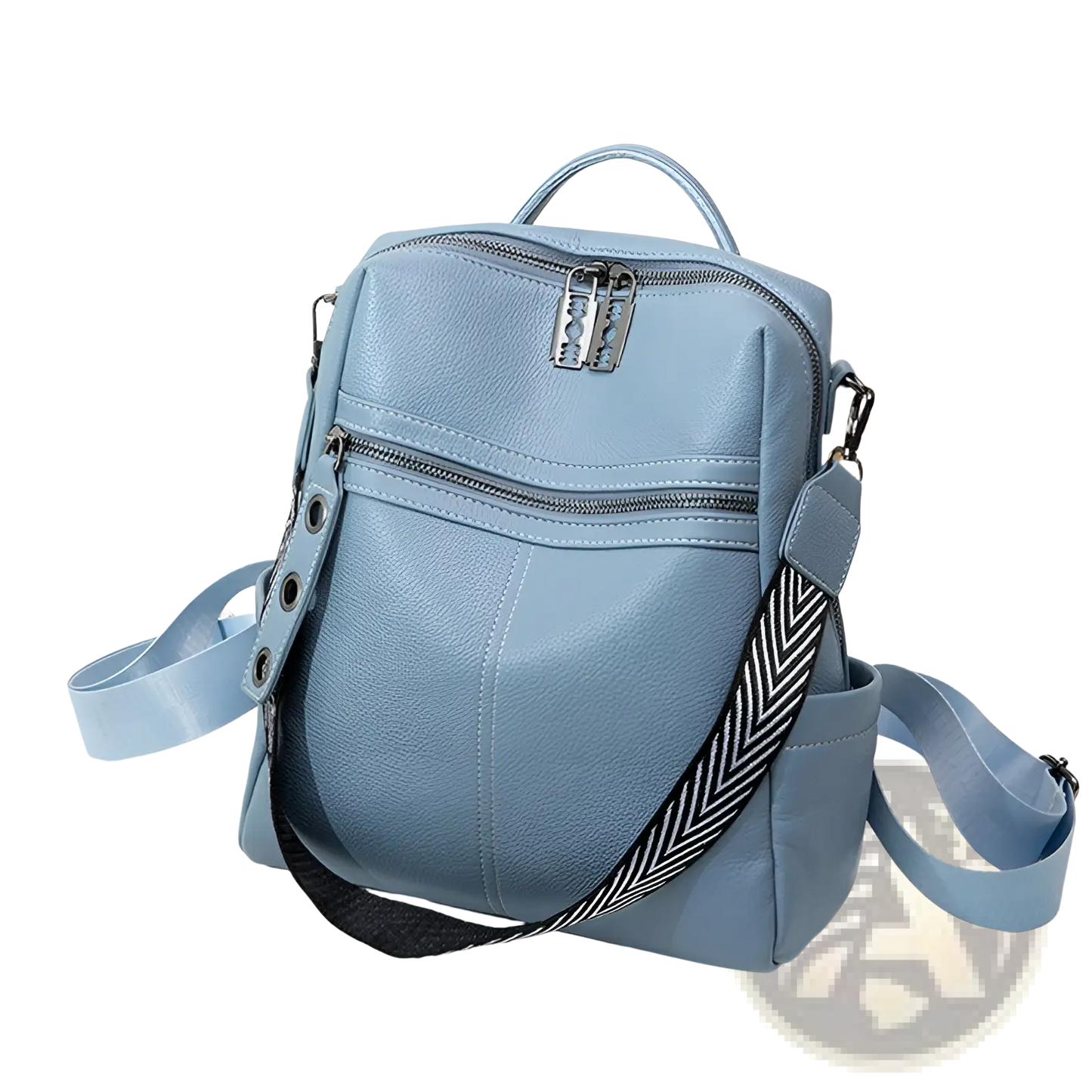 Urban Faux Leather Backpack with Herringbone Strap