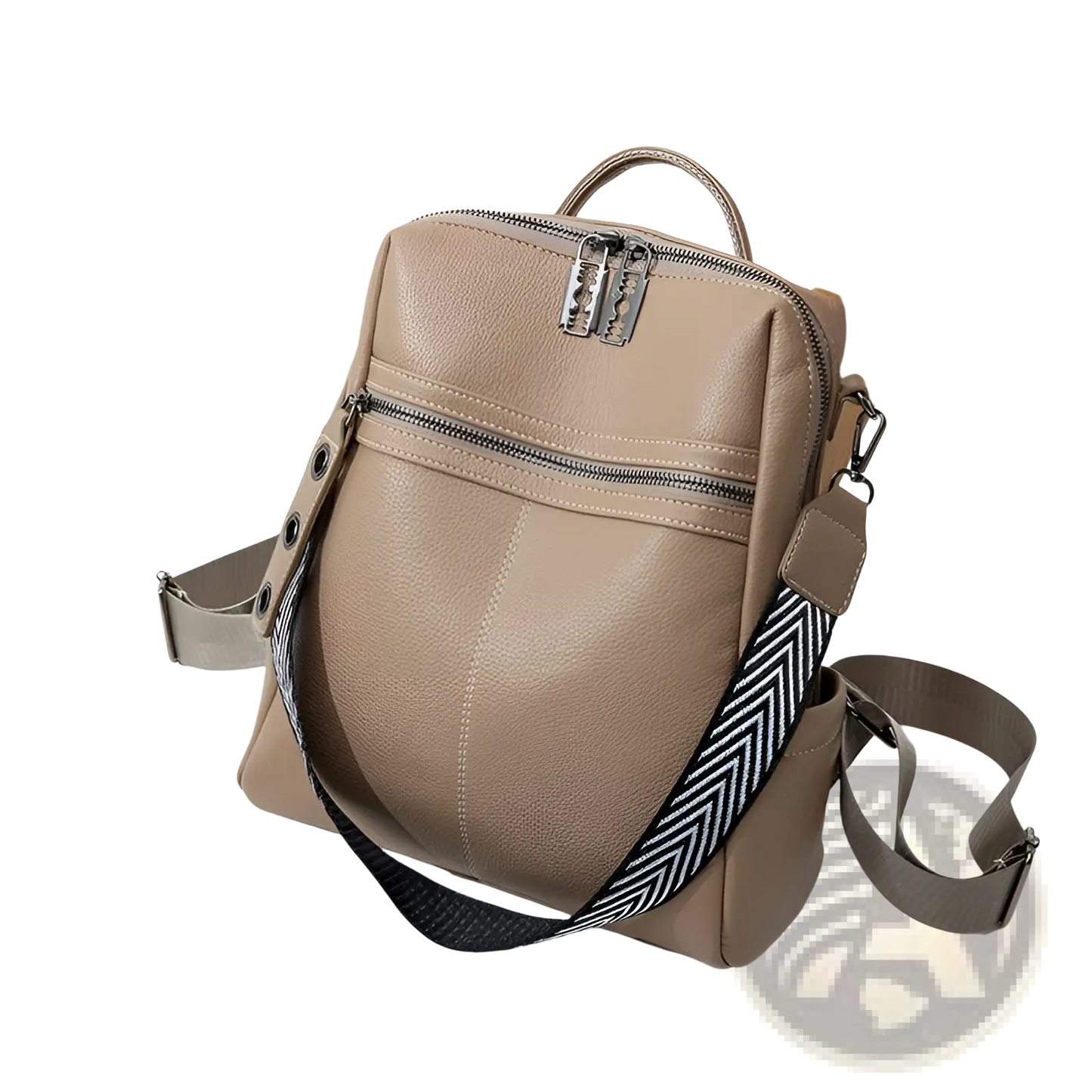 Urban Faux Leather Backpack with Herringbone Strap