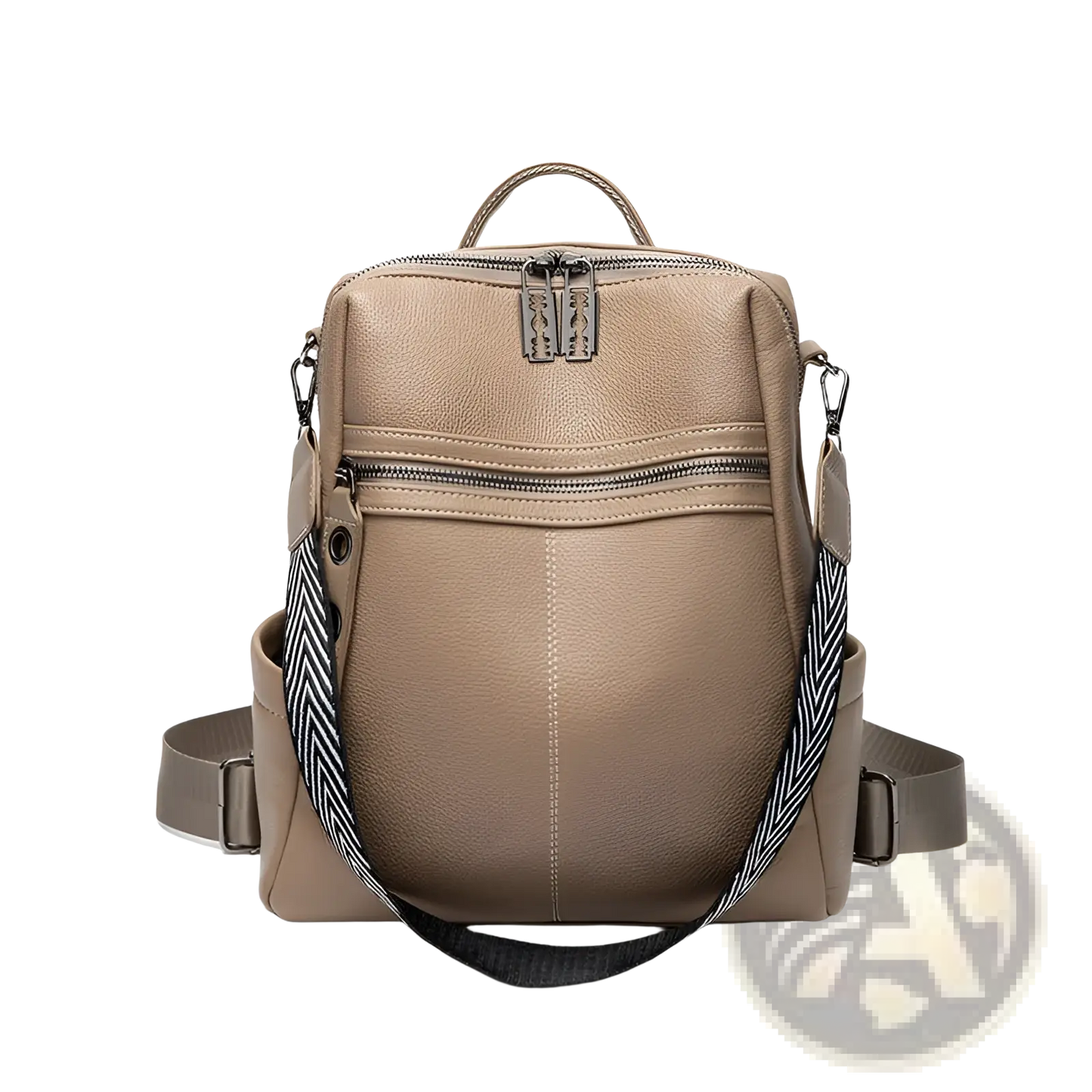 Urban Faux Leather Backpack with Herringbone Strap