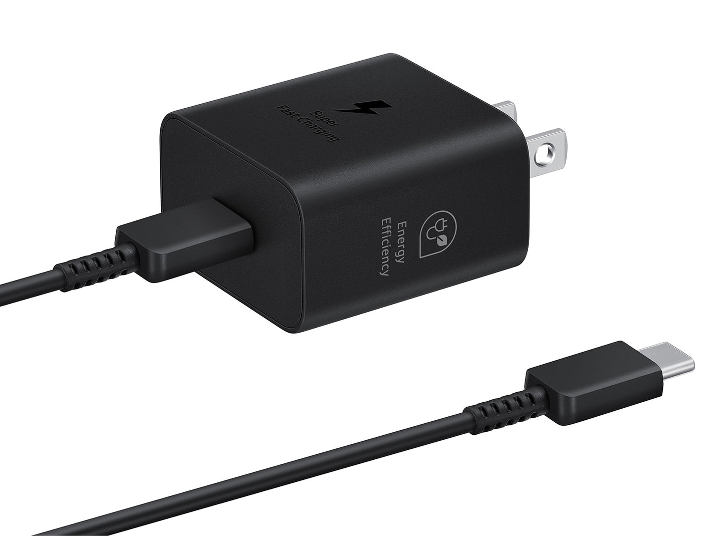 सैमसंग 25W PD पावर एडाप्टर, USB C केबल के साथ, काला
