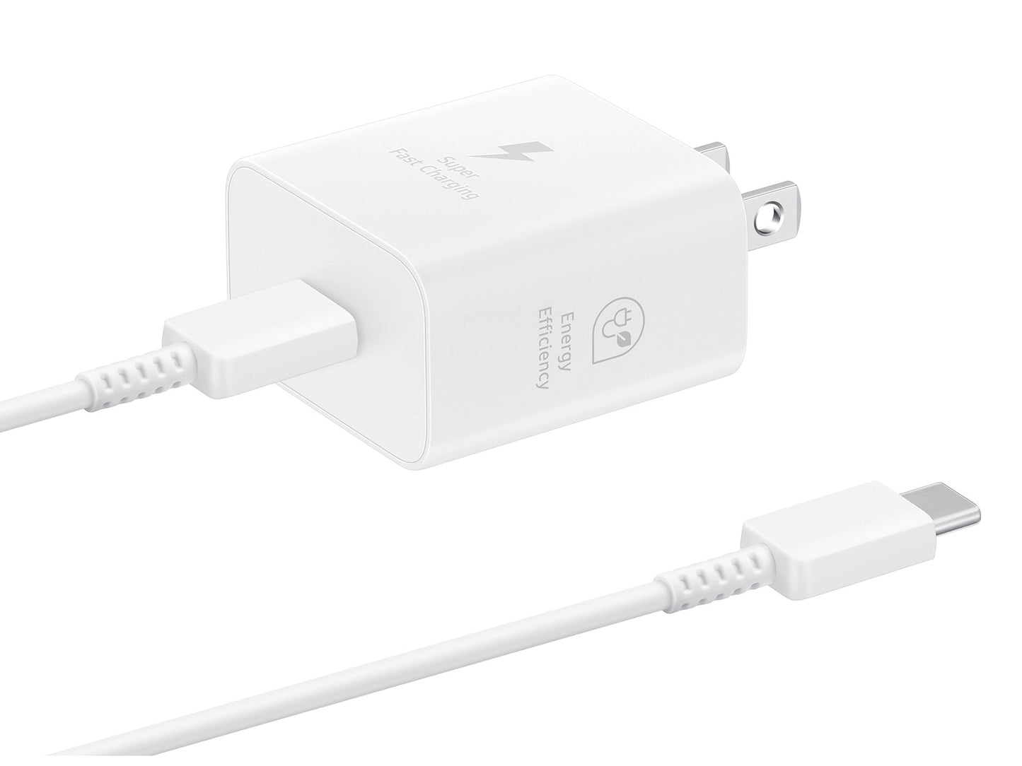 सैमसंग 25W पीडी पावर अडैप्टर और USB C केबल, सफ़ेद