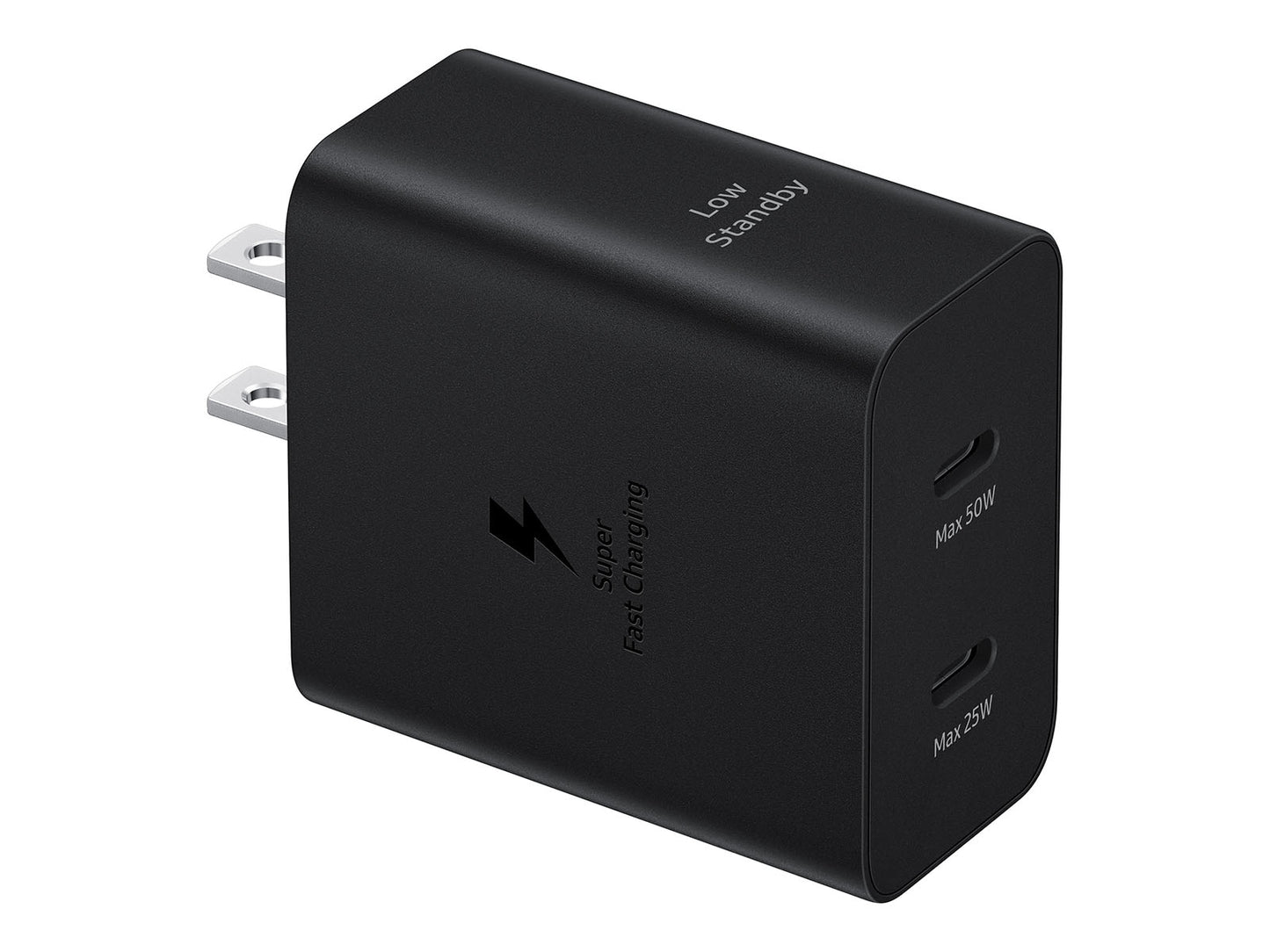 सैमसंग 50W पावर एडाप्टर डुओ, USB-C केबल के साथ (5A/1.8m) काला