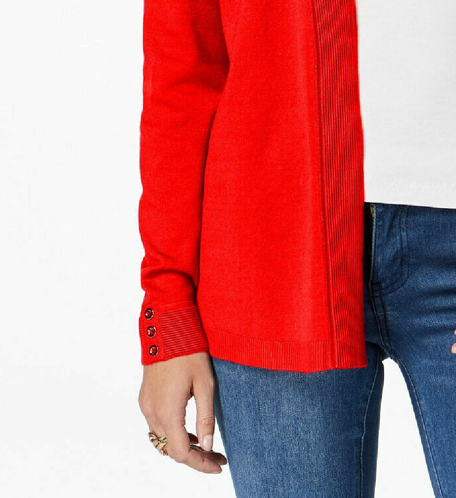 Charter Club Women's Open-Front Cardigan Red Size Large