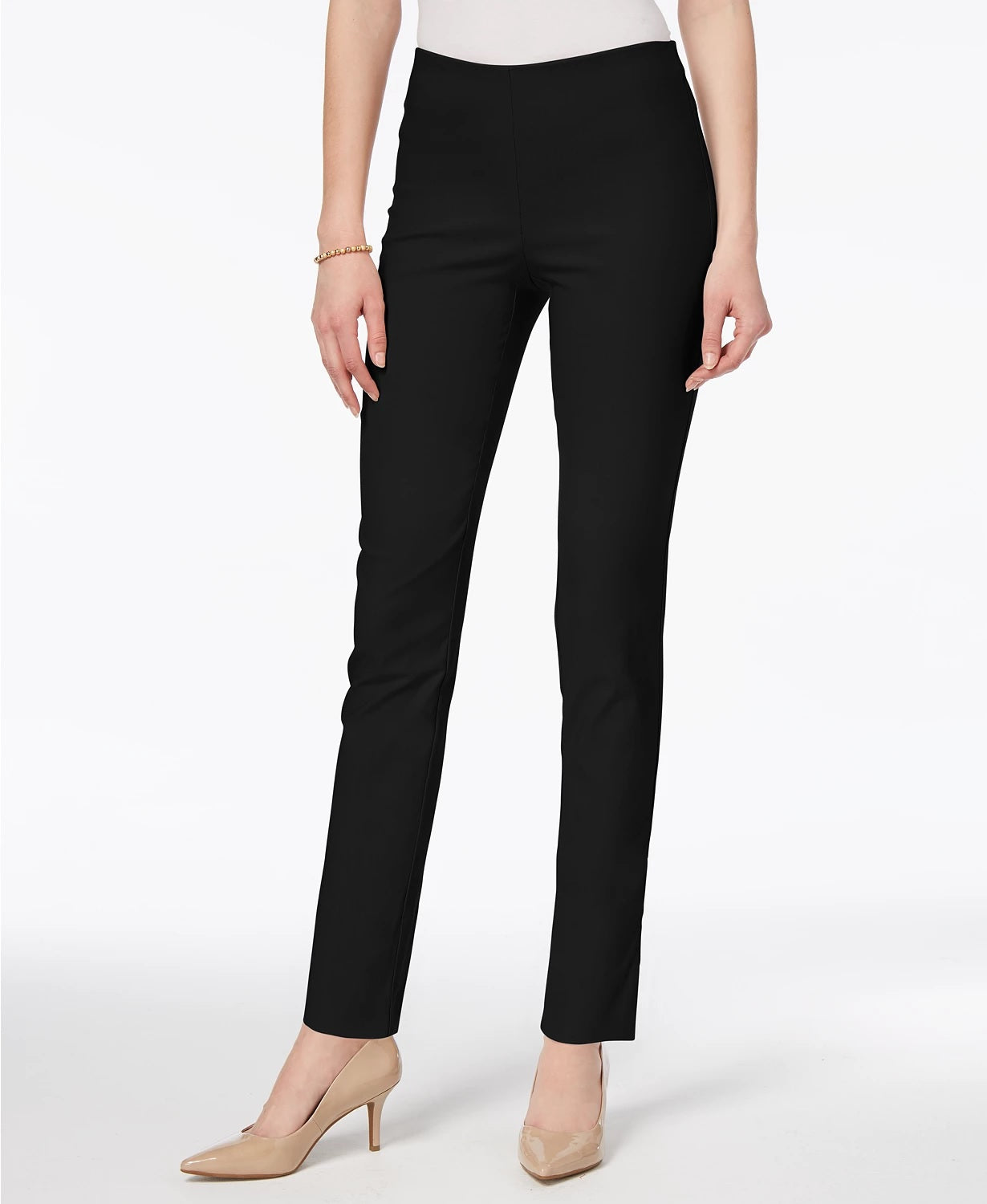 Charter Club Women's Chelsea Petite Tummy-Control Ankle Pants Black Size 14 P