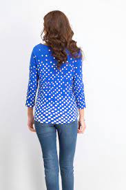 Charter Club Women's Pima Cotton Button-Shoulder Print Top  Blue Size Extra Small