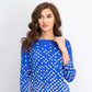 Charter Club Women's Pima Cotton Button-Shoulder Print Top  Blue Size Extra Small