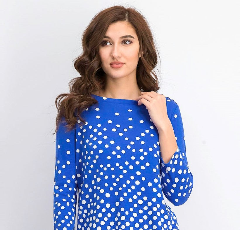 Charter Club Women's Pima Cotton Button-Shoulder Print Top  Blue Size Extra Small