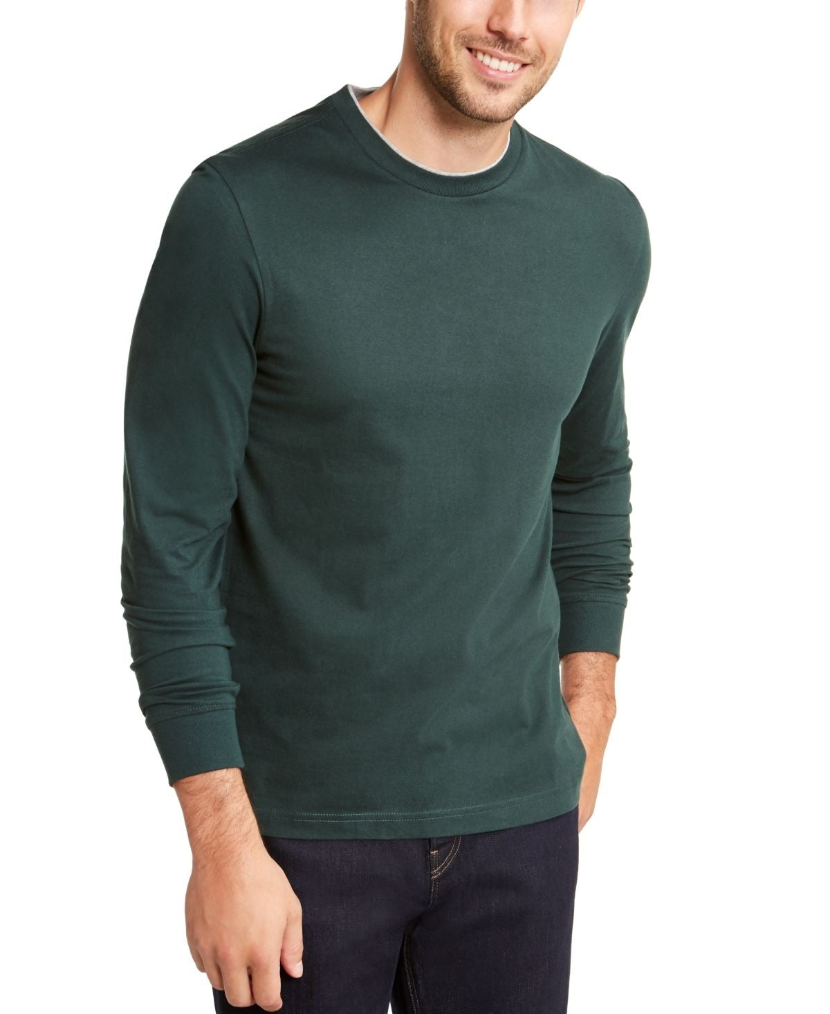 Club Room Men's Doubler Crewneck T-Shirt Green Size Medium