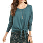 Style & Co Women's Petite Tie-Front Sweater Green Size Petite Medium
