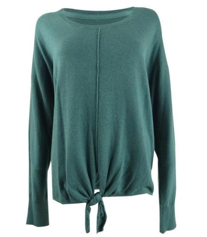 Style & Co Women's Petite Tie-Front Sweater Green Size Petite Medium